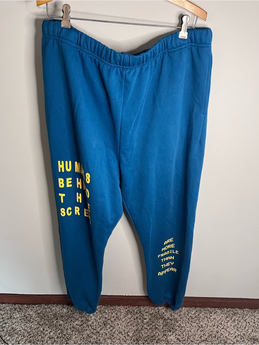 The Mayfair Group Humans Behind The Screen Sweatpants Teal Blue XXL Joggers